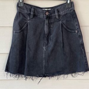 Free People | We The Free Womens Cutoff Pleated Denim Skirt in Color Rain Black